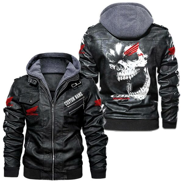 Custom Name Honda Cbr Skull Leather Jacket - Personalized Logo Car Motorcycle Model