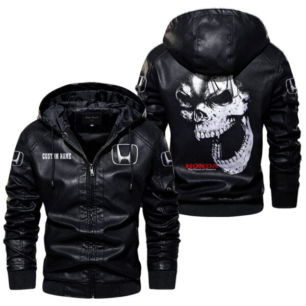 Custom Name Honda Skull Leather Jacket - Personalized Logo Car Motorcycle Model - Image 5