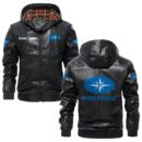Custom Name Polaris PU Leather Hooded Jacket – Personalized Logo Car Motorcycle Model
