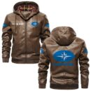 Custom Name Polaris PU Leather Hooded Jacket – Personalized Logo Car Motorcycle Model