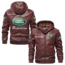 Custom Name Range Rover PU Leather Hooded Jacket – Personalized Logo Car Motorcycle Model