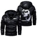 Custom Name Hummer H2 Skull Leather Jacket - Personalized Logo Car Motorcycle Model