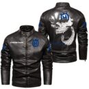 Custom Name Husqvarna Skull Leather Jacket - Personalized Logo Car Motorcycle Model