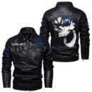 Custom Name Husqvarna Skull Leather Jacket - Personalized Logo Car Motorcycle Model