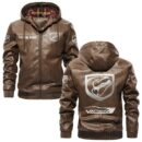 Custom Name Viper PU Leather Hooded Jacket – Personalized Logo Car Motorcycle Model