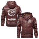 Custom Name Viper PU Leather Hooded Jacket – Personalized Logo Car Motorcycle Model