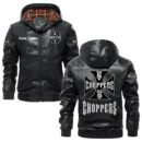 Custom Name West Coast Choppers PU Leather Hooded Jacket - Personalized Logo Car Motorcycle Model