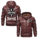 Custom Name West Coast Choppers PU Leather Hooded Jacket - Personalized Logo Car Motorcycle Model