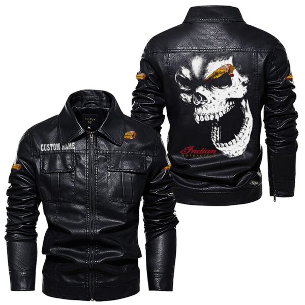 Custom Name Indian Motorcycle Skull Leather Jacket - Personalized Logo Car Motorcycle Model - Image 7