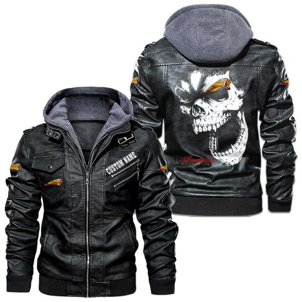 Custom Name Indian Motorcycle Skull Leather Jacket - Personalized Logo Car Motorcycle Model
