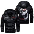 Custom Name Kia Skull Leather Jacket - Personalized Logo Car Motorcycle Model