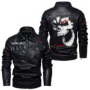 Custom Name Kia Skull Leather Jacket - Personalized Logo Car Motorcycle Model