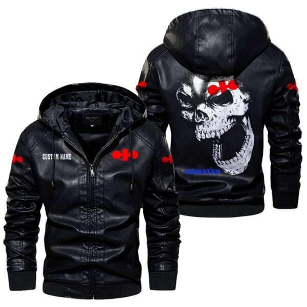Custom Name Komatsu Skull Leather Jacket - Personalized Logo Car Motorcycle Model - Image 5