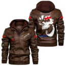 Custom Name Komatsu Skull Leather Jacket - Personalized Logo Car Motorcycle Model