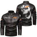 Custom Name Ktm Skull Leather Jacket - Personalized Logo Car Motorcycle Model