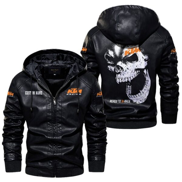 Custom Name Ktm Skull Leather Jacket - Personalized Logo Car Motorcycle Model - Image 5