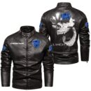 Custom Name Lancia Skull Leather Jacket - Personalized Logo Car Motorcycle Model