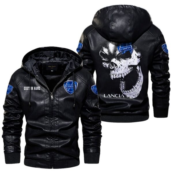Custom Name Lancia Skull Leather Jacket - Personalized Logo Car Motorcycle Model - Image 5