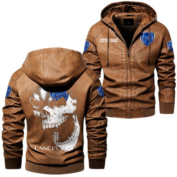 Custom Name Lancia Skull Leather Jacket - Personalized Logo Car Motorcycle Model - Image 6