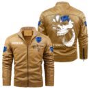 Custom Name Lancia Skull Leather Jacket - Personalized Logo Car Motorcycle Model