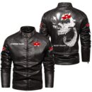 Custom Name Massey Ferguson Skull Leather Jacket - Personalized Logo Car Motorcycle Model