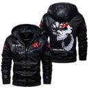 Custom Name Massey Ferguson Skull Leather Jacket - Personalized Logo Car Motorcycle Model
