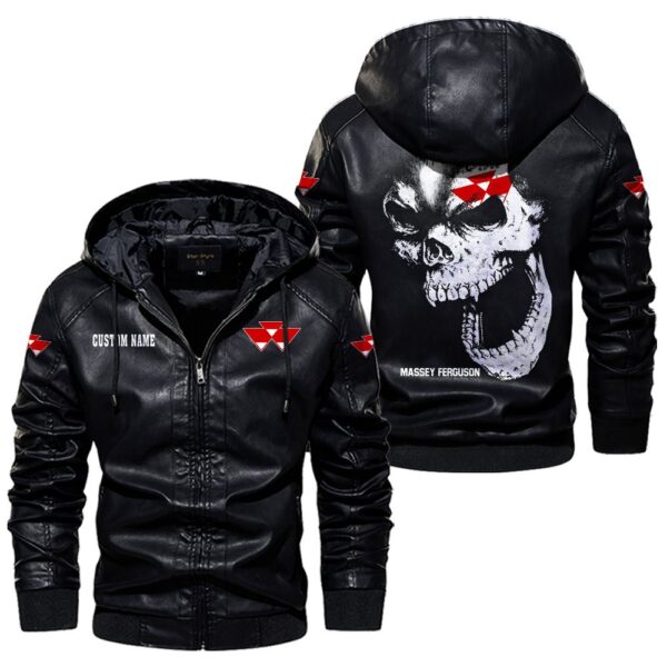 Custom Name Massey Ferguson Skull Leather Jacket - Personalized Logo Car Motorcycle Model - Image 5