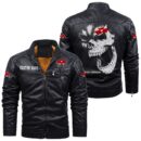 Custom Name Massey Ferguson Skull Leather Jacket - Personalized Logo Car Motorcycle Model