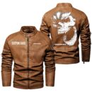 Custom Name Mclaren Automotive Skull Leather Jacket - Personalized Logo Car Motorcycle Model