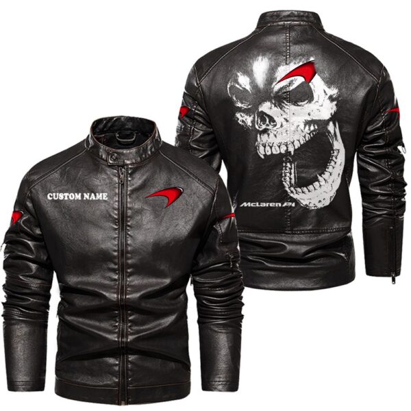 Custom Name Mclaren Skull Leather Jacket - Personalized Logo Car Motorcycle Model - Image 3