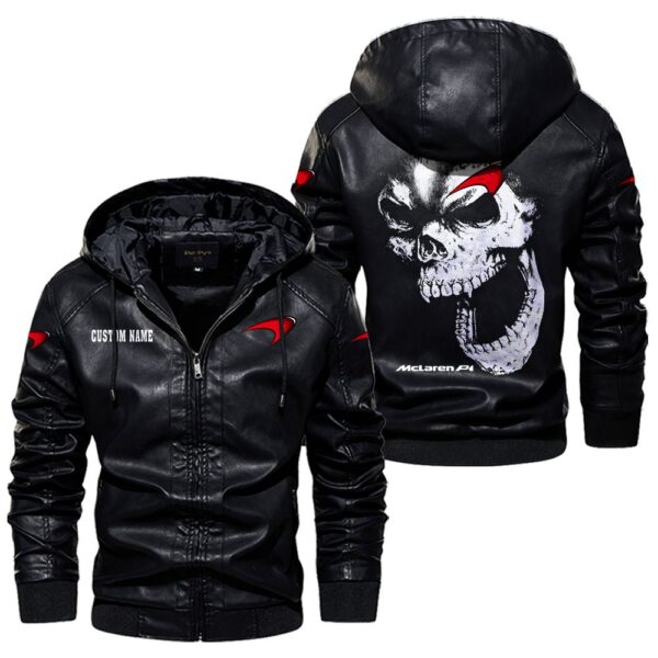 Custom Name Mclaren Skull Leather Jacket - Personalized Logo Car Motorcycle Model - Image 5