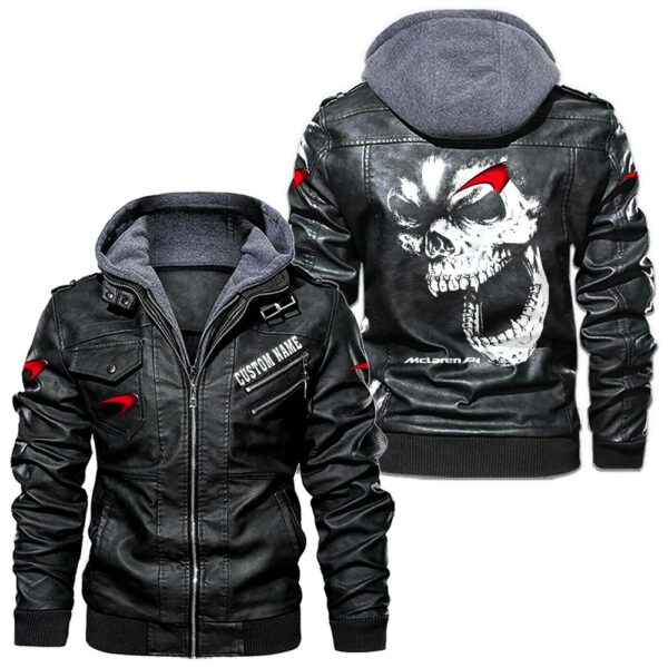 Custom Name Mclaren Skull Leather Jacket - Personalized Logo Car Motorcycle Model