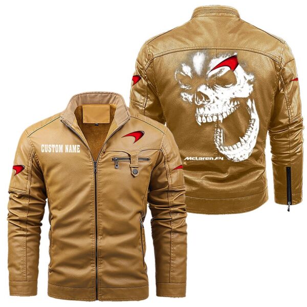 Custom Name Mclaren Skull Leather Jacket - Personalized Logo Car Motorcycle Model - Image 10