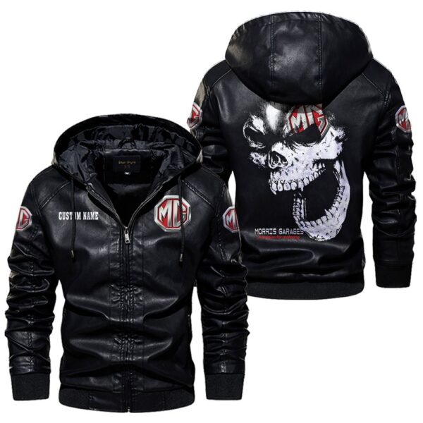 Custom Name Mg Cars Skull Leather Jacket - Personalized Logo Car Motorcycle Model - Image 5