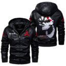 Custom Name Mitsubishi Skull Leather Jacket - Personalized Logo Car Motorcycle Model