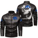 Custom Name Mopar Skull Leather Jacket - Personalized Logo Car Motorcycle Model