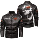 Custom Name Moto Guzzi Skull Leather Jacket - Personalized Logo Car Motorcycle Model