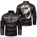 Custom Name New Holland Agriculture Skull Leather Jacket - Personalized Logo Car Motorcycle Model