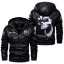 Custom Name Nissan Skull Leather Jacket - Personalized Logo Car Motorcycle Model
