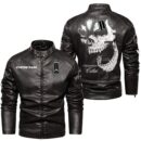 Custom Name Oldsmobile Cutlass Skull Leather Jacket - Personalized Logo Car Motorcycle Model