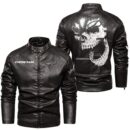 Custom Name Oldsmobile Skull Leather Jacket - Personalized Logo Car Motorcycle Model