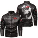 Custom Name Peterbilt Skull Leather Jacket - Personalized Logo Car Motorcycle Model