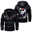 Custom Name Peterbilt Skull Leather Jacket - Personalized Logo Car Motorcycle Model