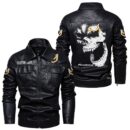 Custom Name Pontiac Firebird Skull Leather Jacket - Personalized Logo Car Motorcycle Model