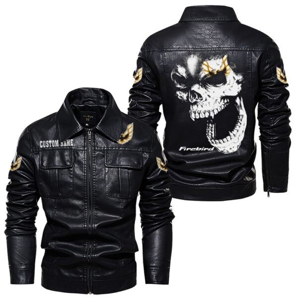 Custom Name Pontiac Firebird Skull Leather Jacket - Personalized Logo Car Motorcycle Model - Image 7