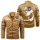 Custom Name Ram Skull Leather Jacket - Personalized Logo Car Motorcycle Model