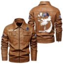 Custom Name Saab Skull Leather Jacket - Personalized Logo Car Motorcycle Model