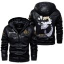 Custom Name Scania V8 Skull Leather Jacket - Personalized Logo Car Motorcycle Model