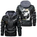 Custom Name Scania V8 Skull Leather Jacket - Personalized Logo Car Motorcycle Model