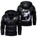 Custom Name Ski Doo Skull Leather Jacket - Personalized Logo Car Motorcycle Model